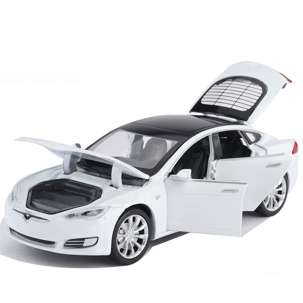 1/32 legering formgjuten Tesla modell S P100D Sedan modell leksaksbil 6 dörrars ljud Ljus bakåtdragbar sedan leksaker Fordon för presenter X0102