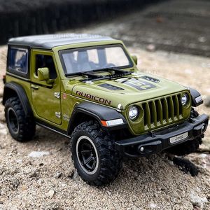 1 32 Jeeps Wrangler Rubicon Off-road Ligering Model Toy speelgoed Diecasts Metalen gietgeluid en lichte autospeelgoed voor LDREN-voertuig T230815