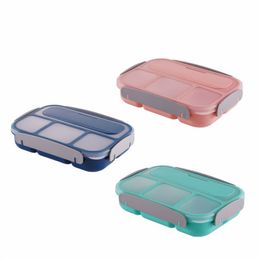 Boîte à lunch Bento étanche de 1,3 L avec 4 compartiments pour enfants et adultes Récipient à lunch divisé au micro-ondes