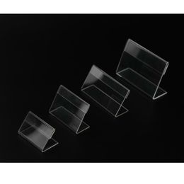 1,3mm T de plástico transparente para escritorio, etiqueta de precio, soporte para tarjetas de papel, portaetiquetas acrílico, marco de soporte, 50 Uds.