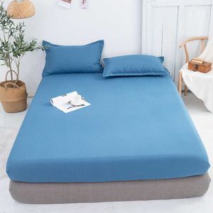 Couverture de matelas à tôle d'ajustée solide 1 / 3PC avec bandeau élastique de tout autour de bande de caoutchouc gris gris linge de lit de linge de lit queen home textile 210626