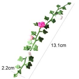 1 / 3pcs Dollhouse Diy Miniatura Roses Doll House Miniature Flower Vine 13cm Fleur argile artisanale