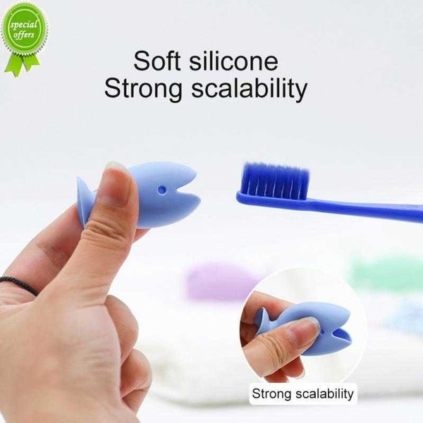 1/3 pièces porte-brosse à dents mignon dessin animé poisson Silicone Mini brosse à dents Base salle de bain brosse à dents outil de stockage brosse à dents support