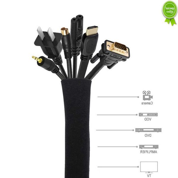 Funda de Cable con cremallera, 1/3 Uds., Cable de gestión de Cable Flexible, Protector de Cable, organizador de Cable de ordenador, cubierta de gestión de Cable