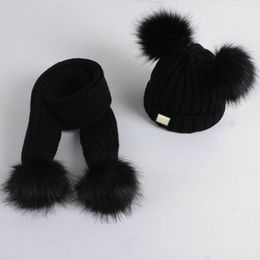 1-3 jaar Winter Babyhoeden sjaal voor kinderen merk Travel Boy Fashion Beanies Skullies Chapeu Caps Cotton Ski Cap Girl Breien hoed 2-delige set