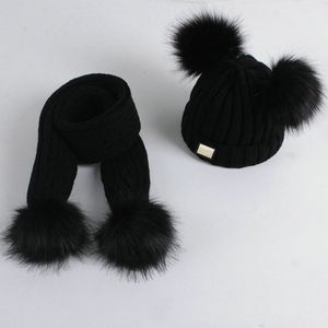 1-3 años Bebé de invierno Sombreros bufanda Para niños Marca Viaje niño Moda Gorros Skullies Chapeu Gorras Algodón Gorro de esquí niña tejer sombrero conjunto de 2 piezas