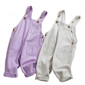 1-3YRS Automne Jeans Combinaisons bébé Pant long Pant enfants Beaux Baby Girls Jumpsuit Pocket Boys Casual Style 210417