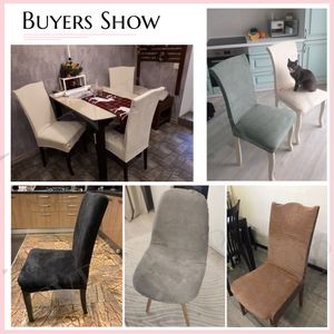 1/4/6 stcs Verwijderbare dikke pluche stoelhoes stretch elastische slipcovers restaurant voor bruiloften Banquet Hotel Chair Covering