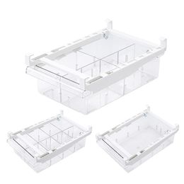 1/4/8 Compartiment Koelkast Lade Organizer Bin Transparent Koelkast Opberg Bin Containers voor Pantry Freezer Snack Container 210315