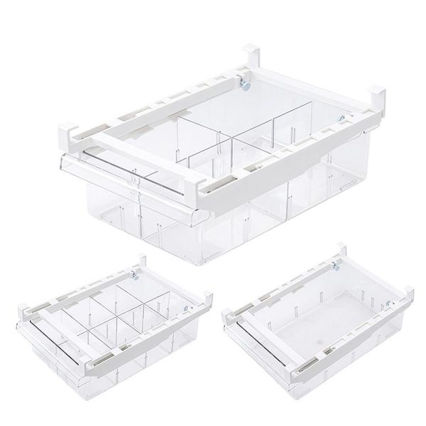 1/4/8 compartiment réfrigérateur tiroir organisateur bac transparent réfrigérateur bac de rangement conteneurs pour garde-manger congélateur conteneur de collation 210309