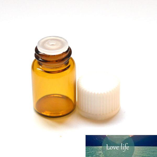 Viales pequeños de vidrio ámbar de 1/4 Dram de 1 ml con reductor de orificio y tapa Mini botella pequeña de aceite esencial