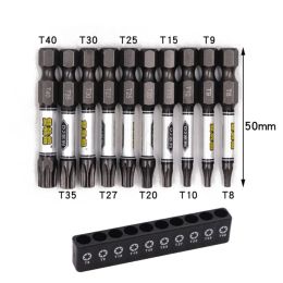 1/4 bit de tournevis ensemble Impact magnétique Le torx hexagonal croix avec support de bits non glissant la tête de lot Strong magnétique