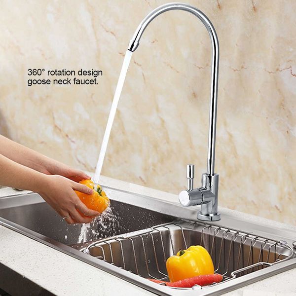 1/4 ''robinet d'évier de cuisine en acier inoxydable robinet Chrome osmose inverse RO filtre à eau potable 210719