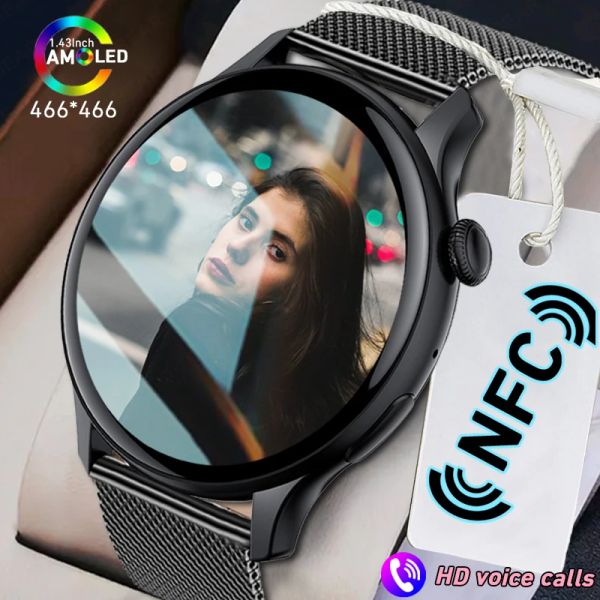 Montre connectée pour hommes et femmes, écran AMOLED de 1.43 pouces, écran toujours affiché, Assistant vocal, étanche IP68, Bluetooth, appel, 2023