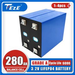 1-4PCS 3.2V 280AH LIFEPO4 Batterij Oplaadbare zonne-lithium ijzerfosfaatcel voor 12V 24V BOOT GOLFAR RV EV BOOT BOVENST