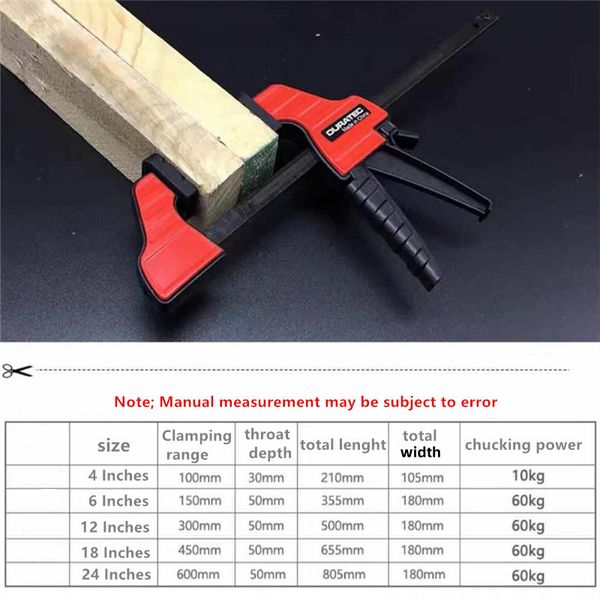 1-4pcs 4/6/12 pulgadas de madera funcionando f clamp clamp clip rápido