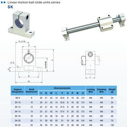 1/4PCS lagerondersteuning SK8 SK10 SK12 SK16 SK20 SK25 Lineaire railasondersteuning voor Axis XYZ Tabel CNC Router van 3D -printeronderdelen