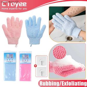 1-4Pcs Exfoliërende Handschoenen Nylon Body Scrubber Rijke Schuimende Mitt Douche Scrub Handschoenen Wassen Huid Massage SPA Badkamer Accessoire Set L230704