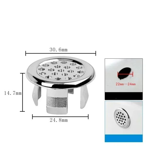 1/4pcs Recorte redondo de baño duradero fregadero de plástico Inserto de la cocina Anillo de desbordamiento Baño Cerámica de cerámica Fregadero de la cubierta del agujero cromado