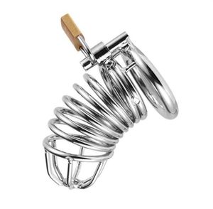 1 5 1 75 2 Cinturón de dispositivo de acero masculino Jaula de metal para pájaros Bloqueo de pene Anillo de pene de sujeción Juguete sexy para hombres Erótico BDSM Bondage25313946689