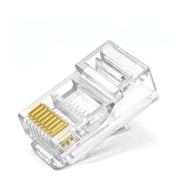 1/5/10/20/30Pcs Pass Through RJ45 Connectors Crystal End Gold-Plated 8P8C Crimp UTP Standard Ethernet Network Modular Plug