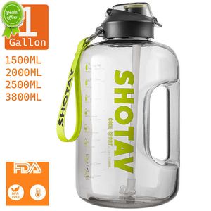 1,5 2 liter BPA gratis sportfles ketel 1 gallon grote capaciteit Tritan Water fles met stro drink Waterbottle gym fles