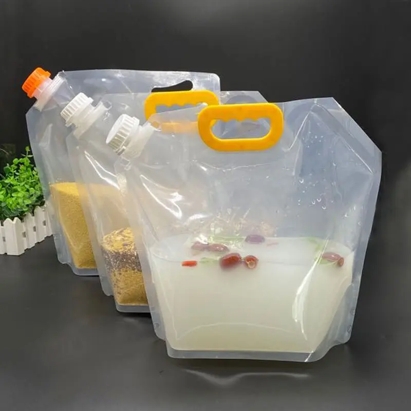 1.5/3/5L Foldable Beer Bag Transparent Stand-Up Plastic Juice Milk Packaging Bag Outdoor Camping Hiking Portable Water Bags