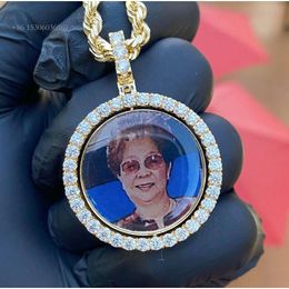 Pendentif Photo personnalisé en diamant Moissanite glacé Hip Hop à mémoire de largeur de 1.5 à 3 pouces