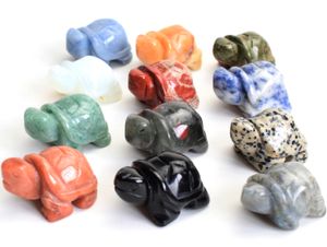 1,5 inch klein formaat natuurlijke chakra kwarts obsidiaan Afrika bloedsteen gesneden kristal reiki genezing tortoise dieren beeldje 1 stcs
