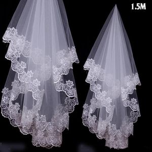 1,5 m Charmante Girls Wedding Bridal Accessoires Veil voor kant Wit ivoorkleur Charmante top 01