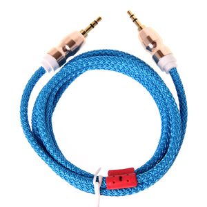 Ligne audio balle tressée de 1,5 mètre Câble auxiliaire 3,5 mm mâle à mâle Kabel Gold Plug Car Aux Cord pour iphone 7 Samsung pour haut-parleur 500pcs