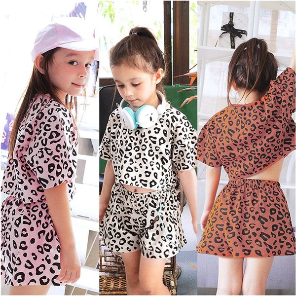 Conjunto de ropa para niñas de 1 a 5 años, camisetas de manga corta con estampado de leopardo informales para niños y pantalones cortos, conjunto de 2 uds de trajes de verano para niños pequeños