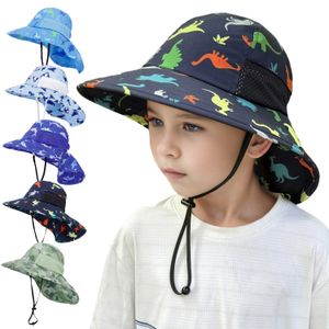 Designer emmer hoed winderige caps kinderen hoofddeksel brede randzon hoed ademend strand noodzakelijk dierenpatroon