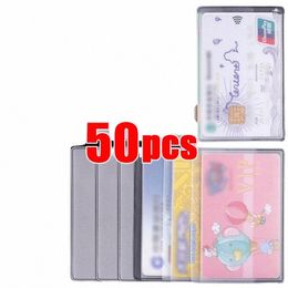 1-50pcs cartes anti-magnétiques protecteur givré PVC transparent carte d'identité de crédit porte-couvercle carte postale sacs de rangement cas 05lx #