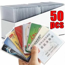 1-50pcs Cartes d'identité transparentes Protecteur Protecteur Frosté PVC Carte de crédit Couverture du support anti-magnétique Sacs de rangement de craise de carte postale U2AM #