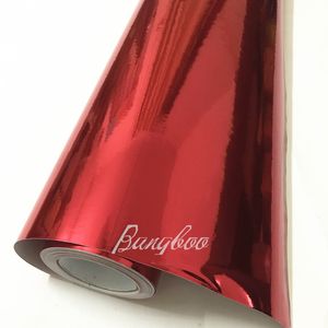 1 52 18 m PVC Vinyl Rolls Hele Auto Decoratie Sticker Hoge Rekbare Spiegel Rood Chroom Vinyl Wrap304z