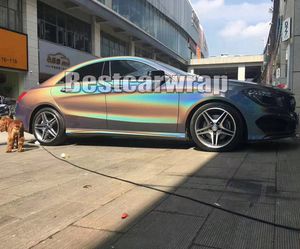 Zilveren psychedelische glans flip vinyl voor auto wrap met lucht bubble gratis psychedelica luxe auto wikkelfilm covers