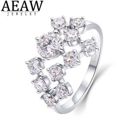 1.5ctw 5mm ronde excellente couleur bague de fiançailles solide véritable or blanc 18 carats pour les femmes test positif 211217