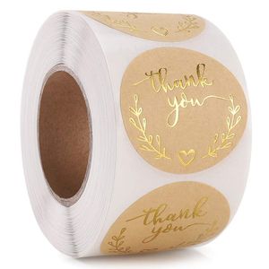 1.5 inch 500 stks goud dank u zelfklevende stickers bruiloft gift tas envelop handgemaakte briefpapier party papier label