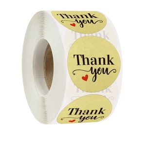 1.5 pouces 500 pièces papier Kraft merci coeur autocollants adhésifs mariage cadeau sac enveloppe fête décor étiquette