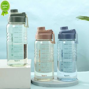 1.5L/1.8L/2.2L grote capaciteit fitness koude water fles buiten sport handheld ruimtekop met schaal cadeau water beker plastic