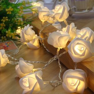 1.5M 10led Garland AA Batería LED Rose Holiday String Lights Decoración de la boda de San Valentín Flor de Navidad Bombillas Lámpara Y201020