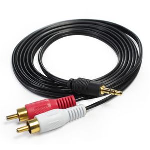 1.5M 3.5mm Jack Aux naar 2 RCA Audio Video Kabel Stereo Y Splitter Kabel AV Adapter 2RCA Koord draad Voor PC DVD TV VCR Luidsprekers Camera Kabels