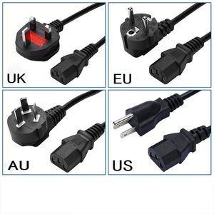 1,5 M 3 PIN UE EE. UU. AU Reino Unido Enchufe Computadora PC Cable de alimentación de CA Cable adaptador de red de 3 clavijas para impresora Netbook Computadoras portátiles Reproductores de juegos Cámaras Enchufes de alimentación para cargador doméstico