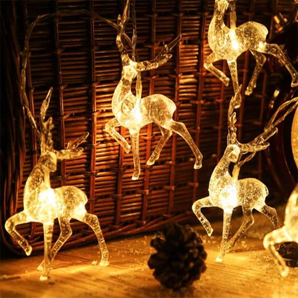 1.5 M 3 M/chaîne Sika cerf LED chaîne lumière alimenté par batterie lumière de noël pour fenêtre guirlande décoration pour année lampe à LED 211104