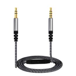 Cable de audio de 1,5 m 3,5 mm a Jack 3,5 Línea de altavoz Aux macho a macho con micrófono a control de volumen para auriculares Altavoz de coche para la mayoría de los teléfonos móviles