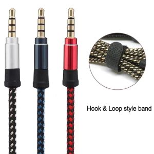 1,5 m gevlochten aux koord hoge kwaliteit stereo audiokabel 4poles 3,5 mm mannelijk naar mannelijke hoofdtelefoonaansluiting auxiliary line voor iPhone Samsung 848D