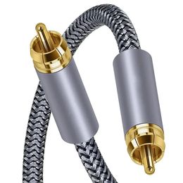 Câble Audio Coaxial numérique de 1.5m, câble RCA vers RCA mâle vers mâle pour caisson de basses avec connecteur plaqué or