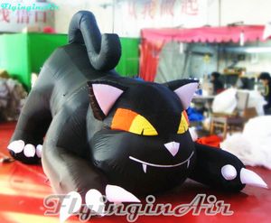 Halloween-karakter 3 m Levendige opblaasbare zwarte kat voor gras / deuropening halloween decoratie
