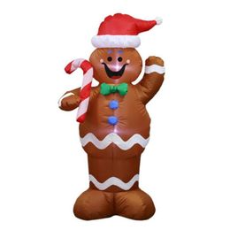 1 5m de Noël gonflable Santa Claus Gingerbread Snow Man Decoration LED Hold A Candy Stick Decoration for Home Outdoor352L
